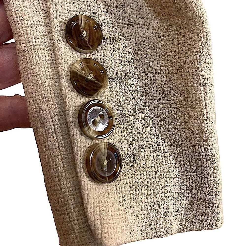Something Navy Tan Linen Blend Lined Blazer Jacket Size XXS - Picture 7 of 14